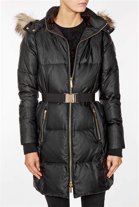 michael michael kors down faux fur trim jacket|Michael Kors Faux Fur Trim Down Puffer Coat .